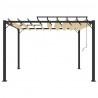 Gazebo com telhado de persiana 3x3 m tecido creme e alumínio 3