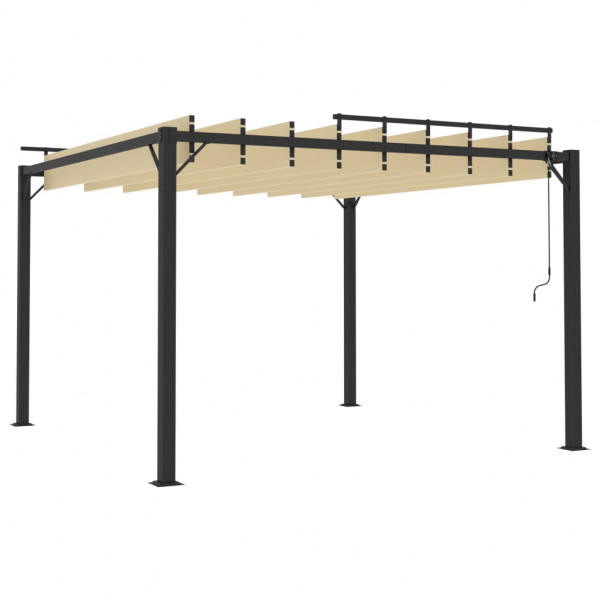 Gazebo com telhado de persiana 3x3 m tecido creme e alumínio M 5