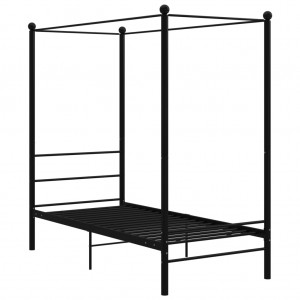 Estructura de cama con dosel metal negro 90x200 cm H