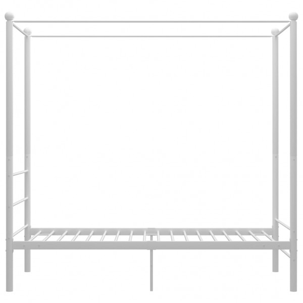Estrutura de cama com dossel metal branco 90x200 cm M 3