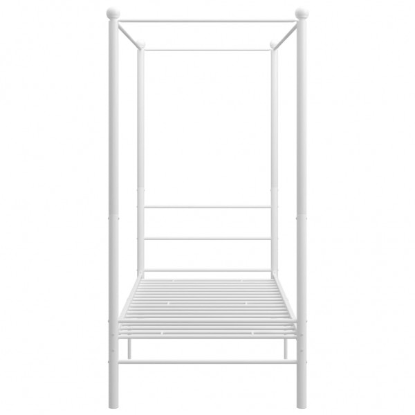 Estrutura de cama com dossel metal branco 90x200 cm M 4