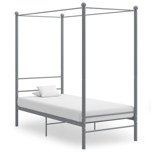 Estructura de cama con dosel metal gris 90x200 cm D