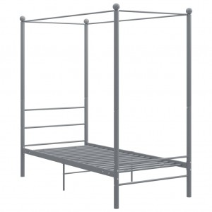 Estructura de cama con dosel metal gris 90x200 cm H