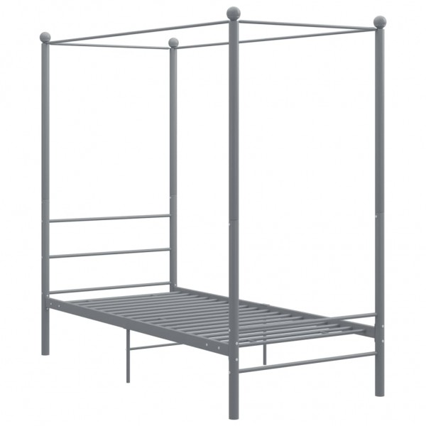 Estructura de cama con dosel metal gris 90x200 cm M 2