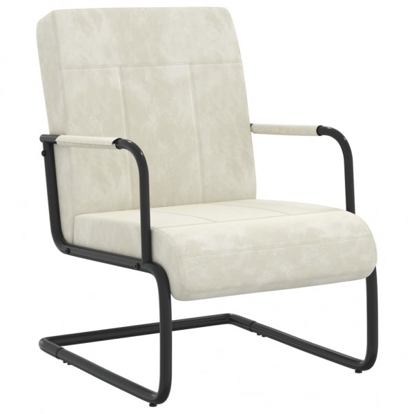 Silla voladiza de terciopelo blanco crema D