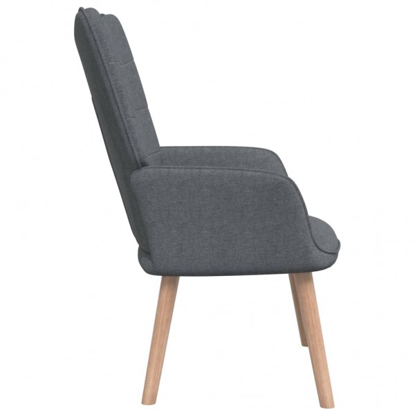 Silla de relajación con reposapiés de tela gris oscuro M 4