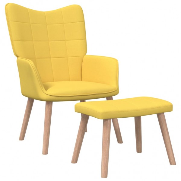 Silla de relajación con reposapiés tela amarillo mostaza D