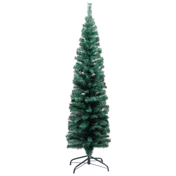 Árbol de Navidad artificial delgado y soporte PVC verde 120 cm M 2