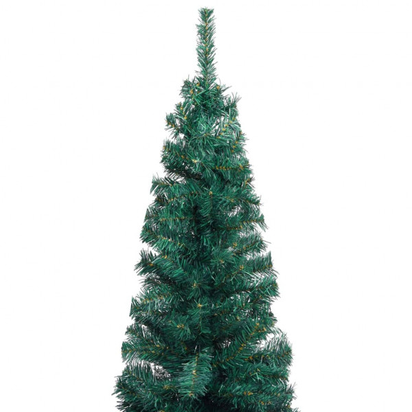 Árvore de Natal artificial fina e suporte de PVC verde de 120 cm M 3