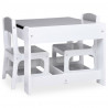 Mesa infantil con 2 sillas MDF blanco 4