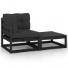 2 pcs conjunto lounge jardim c/ almofadões pinho maciço preto 1