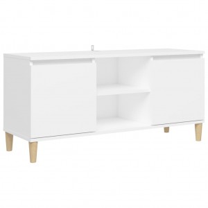 Móvel de TV c/ pernas de madeira maciça 103.5x35x50 cm branco H