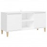 Móvel de TV c/ pernas de madeira maciça 103.5x35x50 cm branco 2