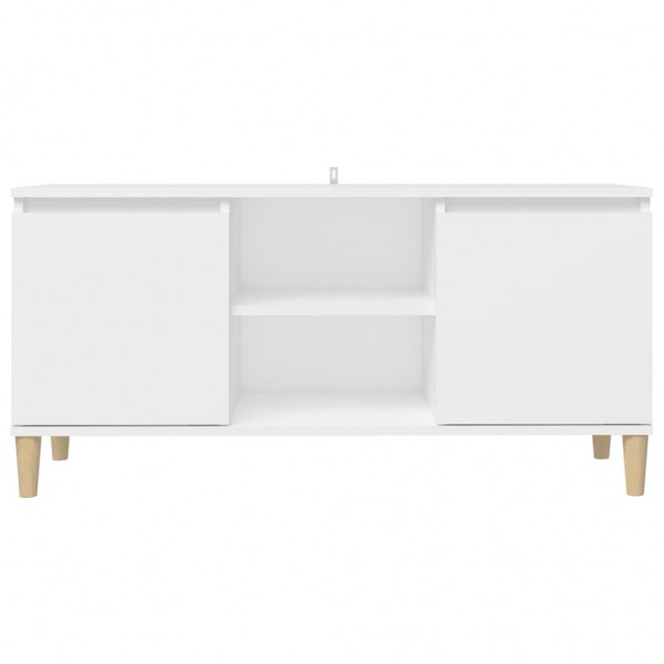 Móvel de TV c/ pernas de madeira maciça 103.5x35x50 cm branco M 5