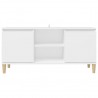 Mueble de TV con patas de madera maciza blanco 103.5x35x50 cm 5