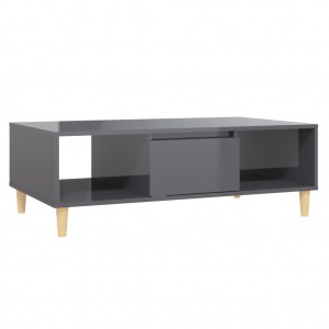 Mesa de centro madera contrachapada gris brillo 103.5x60x35 cm H