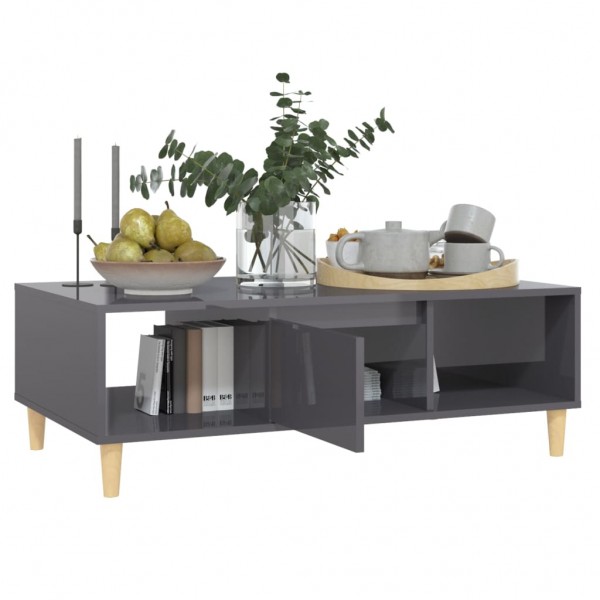 Mesa de centro madera contrachapada gris brillo 103.5x60x35 cm M 4