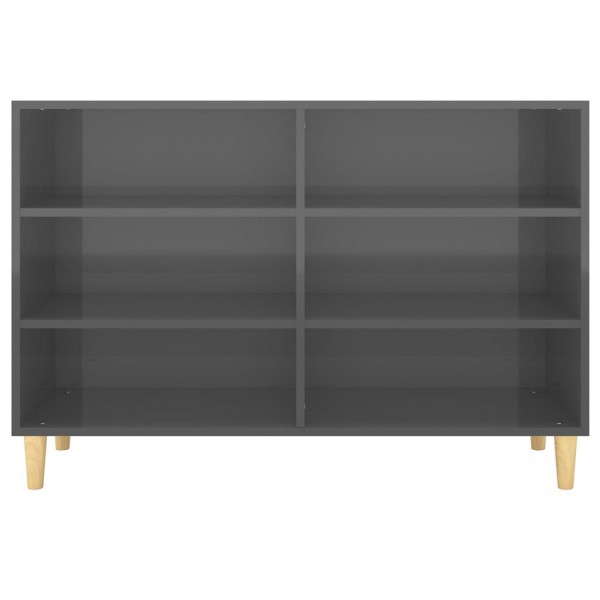 Aparador de madera contrachapada gris brillante 103.5x35x70 cm M 4