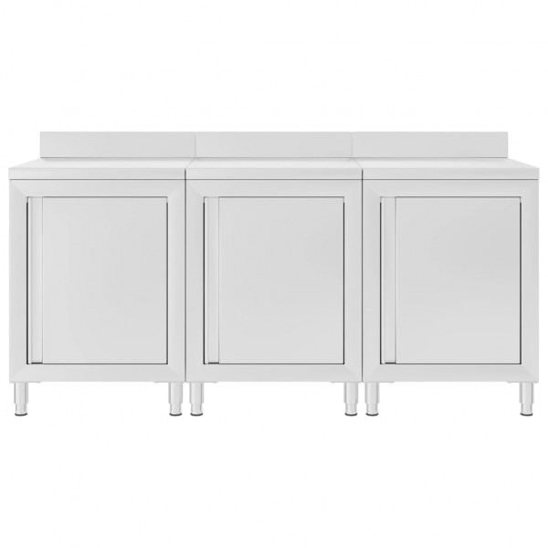 Mesa trabalho comercial c/ armário 180x60x96 cm aço inoxidável M 3