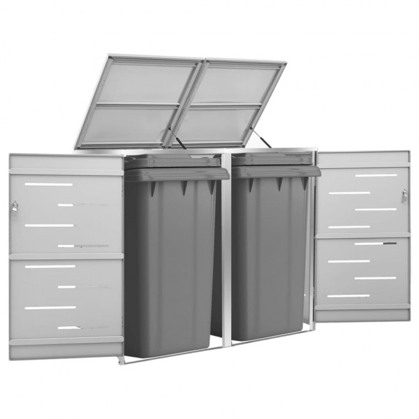 Cobertizo contenedor basura doble acero inox 138x77.5x115.5 cm D