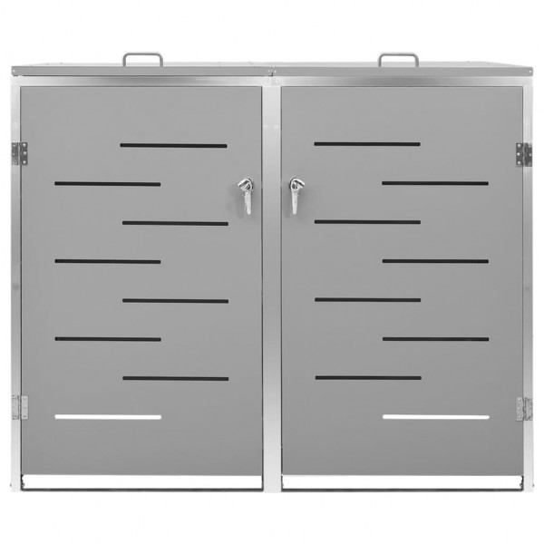 Cobertizo contenedor basura doble acero inox 138x77.5x115.5 cm M 3