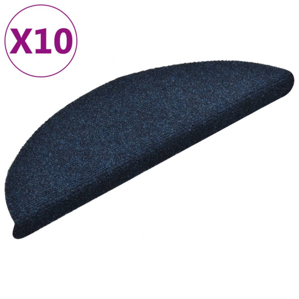 Tapetes de escada autoadesivos 10 peças 56x17x3 cm azul-marinho semicircular M 2