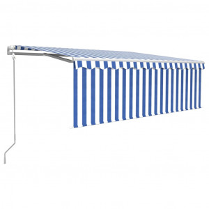 Toldo retrátil automático com estore 4x3 m azul e branco H