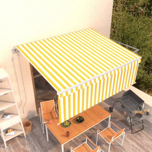 Toldo automático retráctil con persiana amarillo blanco 4x3 m D