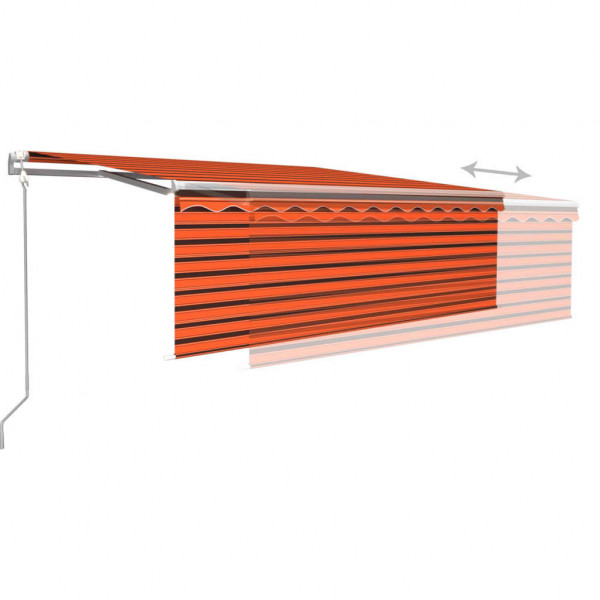 Toldo retrátil automático com estore 4x3 m laranja e castanho M 5