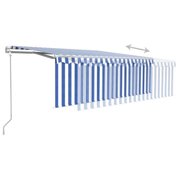 Toldo automático retráctil con persiana azul y blanco 4.5x3 m M 5