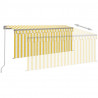 Toldo manual retráctil con persiana LED amarillo blanco 3x2.5m 3