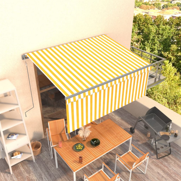 Toldo automático retráctil con persiana amarillo blanco 3x2.5m D