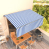 Toldo automático retráctil con persiana azul y blanco 4x3 m 1