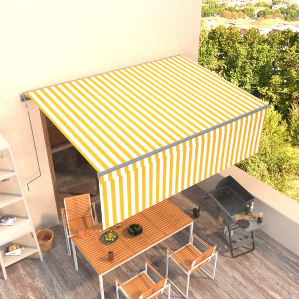 Toldo automático retráctil con persiana amarillo blanco 4x3 m D