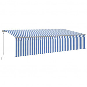 Toldo retrátil automático com estore 6x3 m azul e branco H