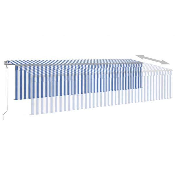 Toldo automático retráctil con persiana 6x3 m azul y blanco M 4