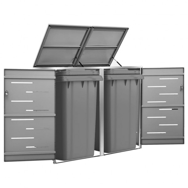 Cobertizo contenedor basura doble acero inox 138x77.5x115.5 cm D