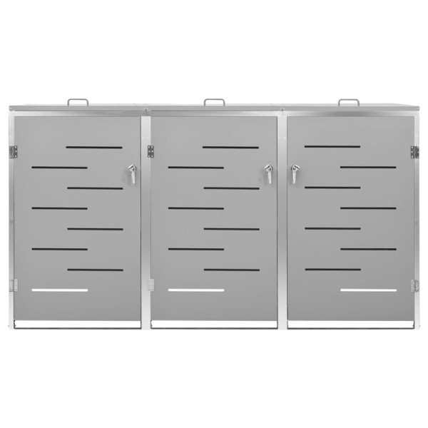 Cobertizo contenedor de basura triple acero inox 207x77.5x115cm M 5