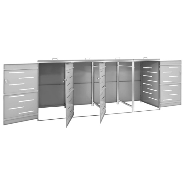 Cobertizo contenedor cuádruple acero inox 276.5x77.5x115.5 cm M 4