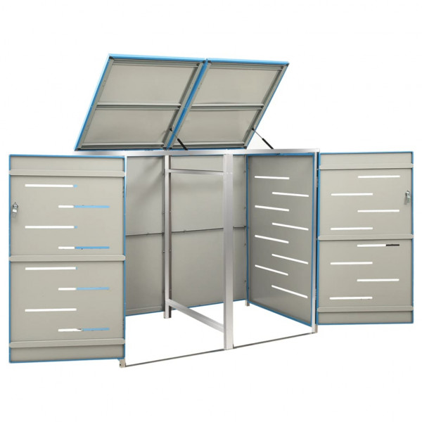 Cobertizo contenedor basura doble acero inox 138x77.5x115.5 cm M 4