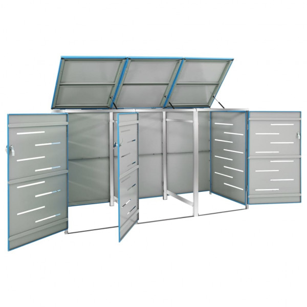 Cobertizo contenedor de basura triple acero inox 207x77.5x115cm M 3