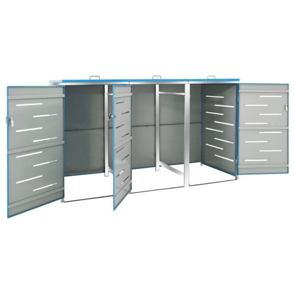 Cobertizo contenedor de basura triple acero inox 207x77.5x115cm M 4