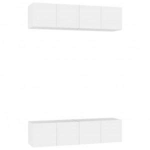 Muebles para TV 4 uds aglomerado blanco 60x30x30 cm H