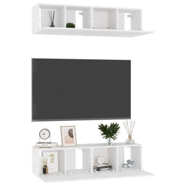 Muebles para TV 4 uds aglomerado blanco 60x30x30 cm M 3