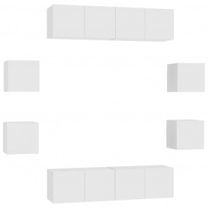 Juego de mueble para TV de 8 piezas aglomerado blanco H