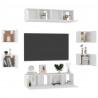 8 pcs conjunto de móveis de TV contraplacado branco 3