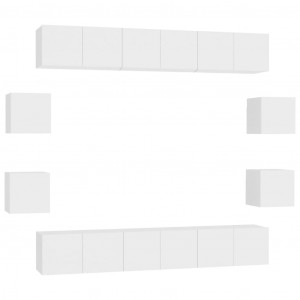 Set de mueble para TV de 10 piezas madera contrachapada blanco H