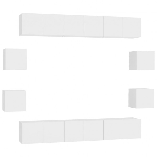 Conjunto de armário de TV de compensado branco com 10 peças M 2