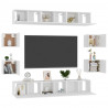 Set de mueble para TV de 10 piezas madera contrachapada blanco 3