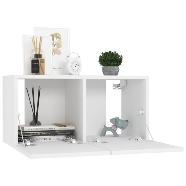 Set de mueble para TV de 10 piezas madera contrachapada blanco M 4
